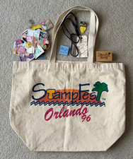 Vintage StampFest Orlando Rubber Stamp Convention Canvas Tote Bag Stamp Swaps