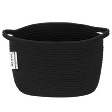 Oval Cotton Rope Woven Storage Basket with Handles, Diaper Caddy, Nursery Nap...