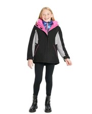 ZeroXposur Girls Winter Jacket Black Pink Size 14/16 Faux Fur Hood
