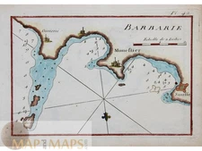 Tunisia Coastal Charts, Monastir, Monestier by Roux 1764