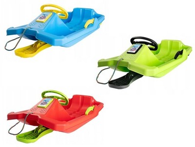 Lenkschlitten Kinder Schlitten mit Lenkrad Bremse Rodel Winter