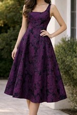 ralph lauren Plus Fit - Flare Midi Dress 16 Sleeveless Plum Purple Coquille Midi