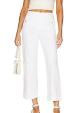 NWT Spanx Womens L Stretch Twill Cropped Wide Leg Pants Bright White Size L 128$