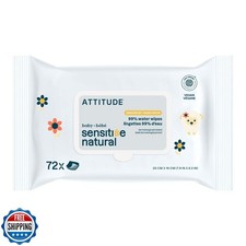 ATTITUDE Baby Wipes Unscented, For Sensitive Skin with Oat, Natural Origin, D