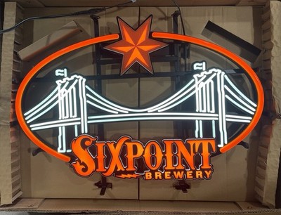 Six Point Sixpoint Brooklyn Bridge Lighted LED Neon Bar Sign 26