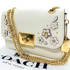 Coach Schultertasche Leder Weiß Teerose Authentisch G02172468