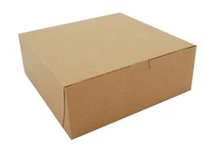 0937K Kraft Paperboard Non Window Lock Corner Bakery Box, 8" Length x 8" Widt...