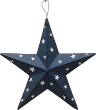 Patriotic Metal Star Wall Decor Indoor/Outdoor 3D Barn 12 in, Blue 