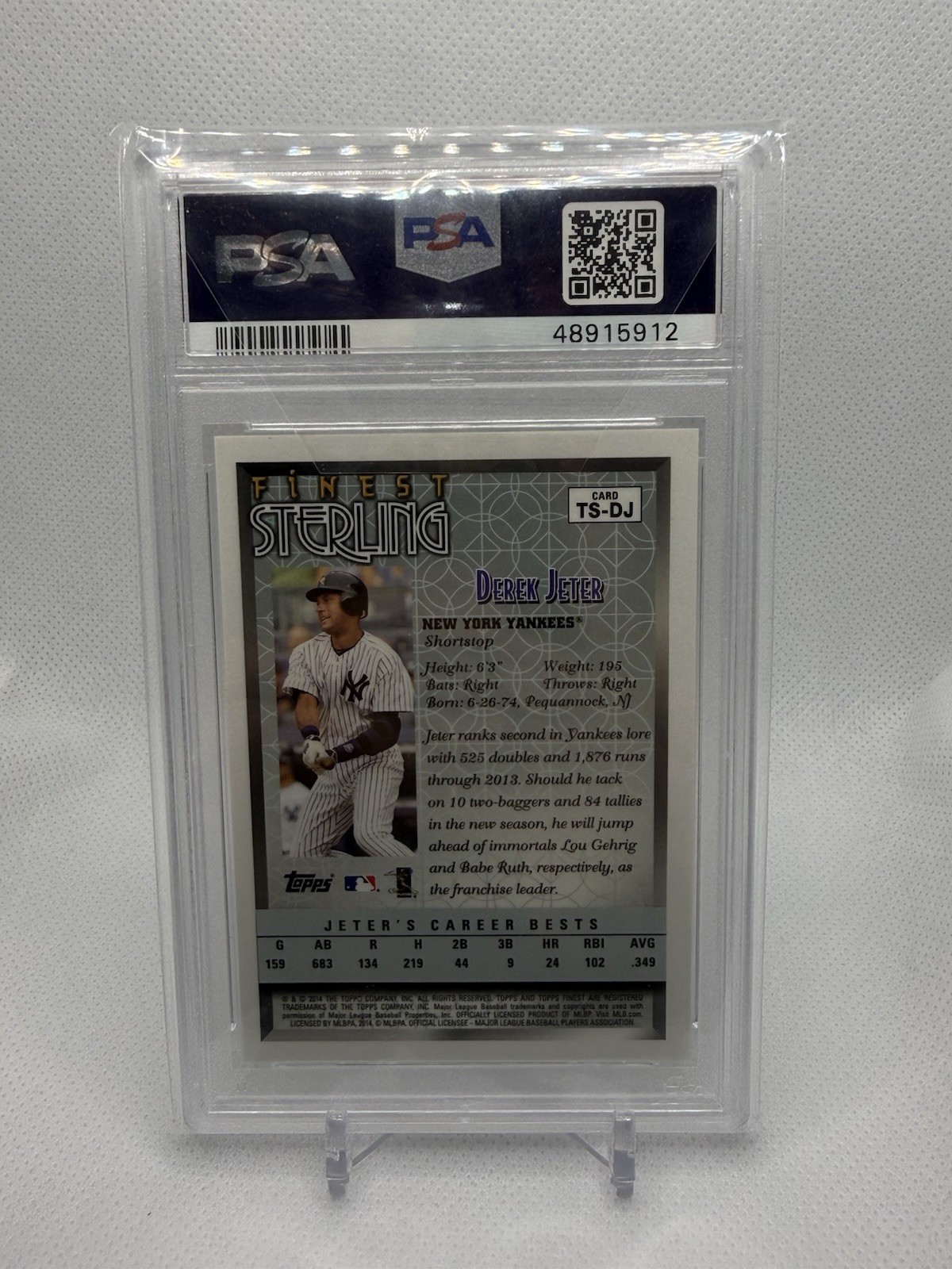 2014 Topps Sterling Derek Jeter Refractor TS-DJ Graded PSA Mint 9 ! view 2