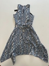 Vintage Banana Republic Women's Size 8 Snakeskin Print Blue Fit Flare Dress New