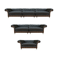 Graue Luxus Chesterfield Garnitur PolstermöBel Designer Sofas 3Tlg Set