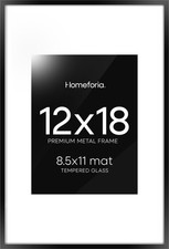 12x18 Picture Frame Black, High End Metal 12x18 Poster Frames with Mat 8.5x11...