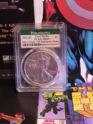 2021 P Silver Eagle Type 1 Emergency Issue PCGS MS69 First Strike 495,000 Minted