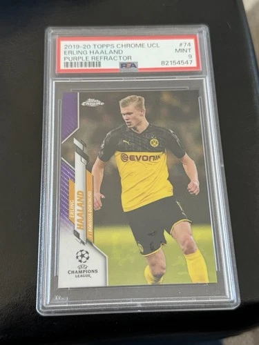 Topps Chrome UCL 2019-20 Erling Haaland #74 Purple /250 PSA 9 RC