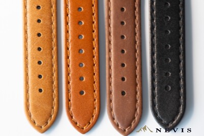 NEVIS Beveridge Scottish Leather Racing Watch Strap - Medium Brown - 20mm
