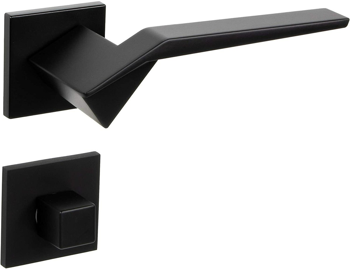 Poignée De Porte Intérieure Fimet Origami - Acier Inoxydable Noir Mat 140x50 Mm, Forme Carrée