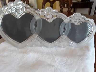 cadre photo vintage en verre décoré trois coeurs - Photo 1/4