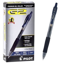 Pilot G2 1.0mm Bold 15125 Navy Gel Ink Retractable Rollerball Pens, Box of 12