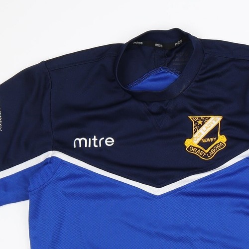 Mitre Mens Blue Striped Polyester Blend Basic T-Shirt Size S Crew Neck - Picture 5 of 12
