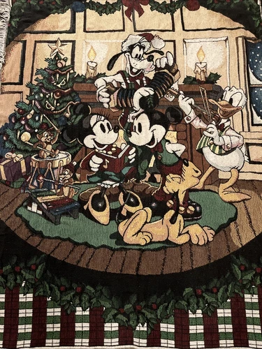 Disney Mickey Christmas Woven Throw Blanket Tapestry