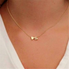 Dainty Heart Initial Necklace Personalized Letter Jewelry for women USA SELLER