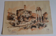 Mid Century Modern Original watercolor/ink wash