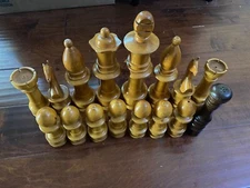 Mega Chess 12 Inch Wood Giant Chess Set Brown Color (Missing 1 Pawn)