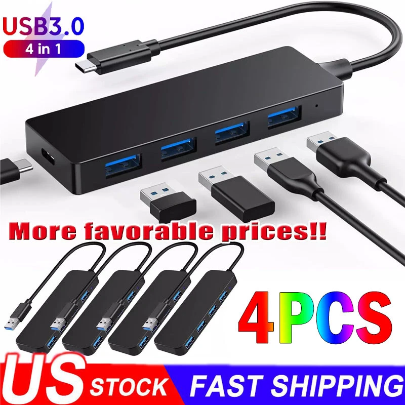 USB 3.0 4-Port USB Hub USB Splitter USB Expander for Laptop, Flash Drive