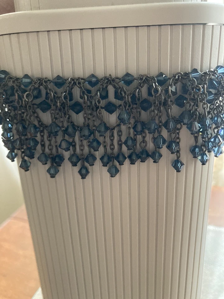 Gargantilla con flecos azul Henri Bendel Swarovski Montana vintage años 90 RARA