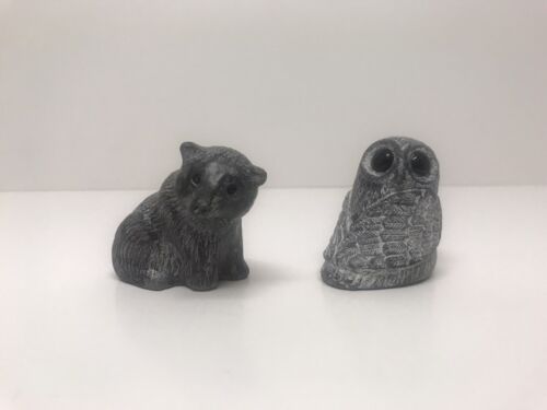 Wolf Original Miniature Sculpture Lot Beat And Owl Made In Canada - Picture 1 of 7