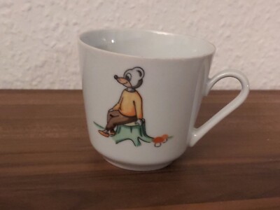 DDR Kahla Porzellan Kindertasse '' Maus '' - 6,7 x 7,3 cm