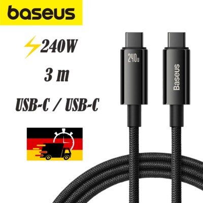 Kabel Baseus USB-C für USB-C 480Mb/s QC 240W PD 3m Schnellladenkabel Datenkabel