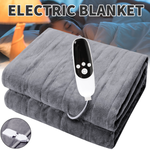 Couverture électrique grise 50 x 60 pouces couverture chauffante jetée, couverture lavable chauffage rapide - Photo 1 sur 7
