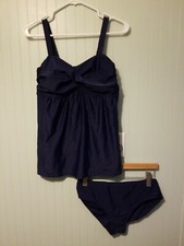 Swimsuit Womens Small Sporty Tankini Set Swimwear Bathing Suit Beachwear Navy