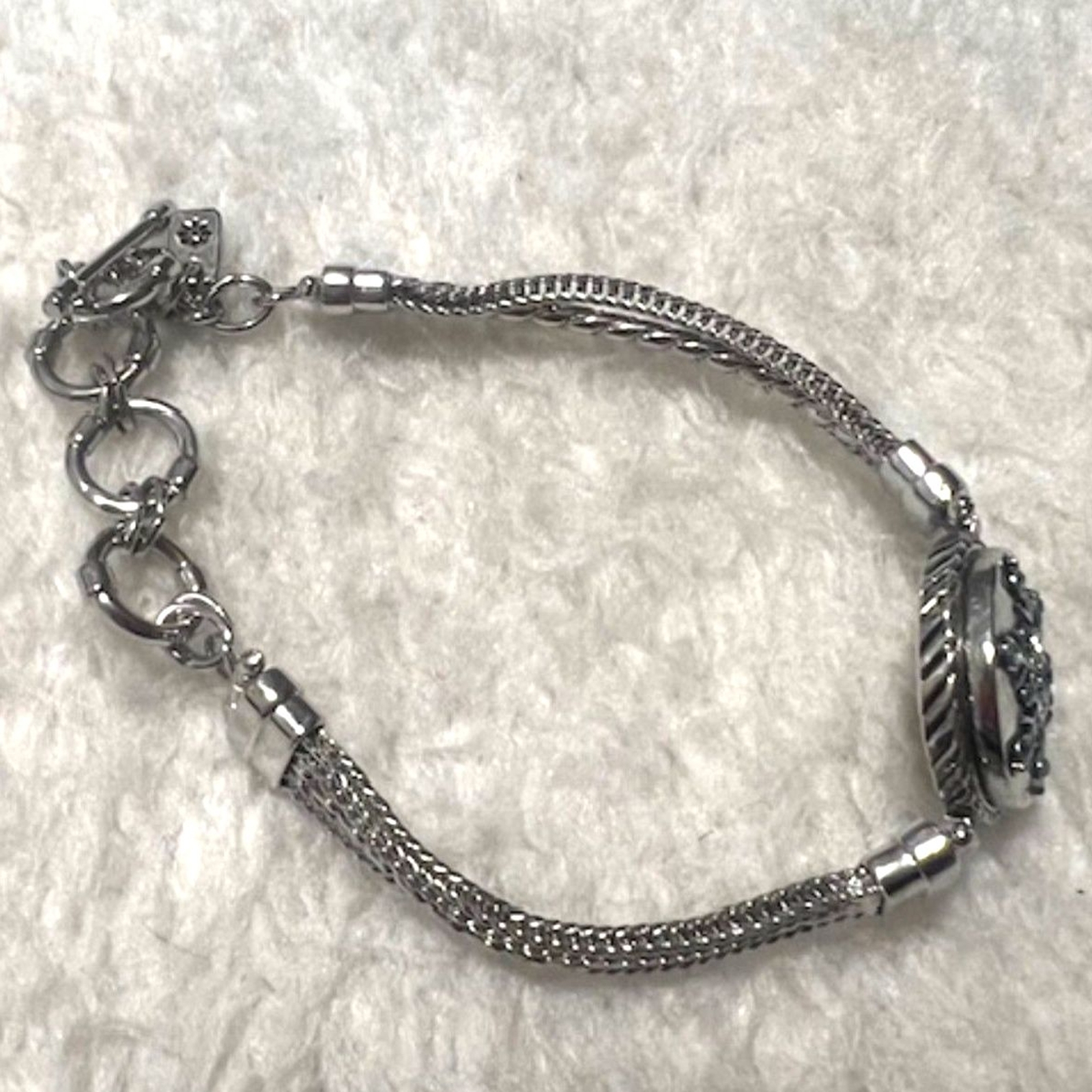 Ginger Snaps Silver Tone Multi Chain Bracelet Blu… - image 7