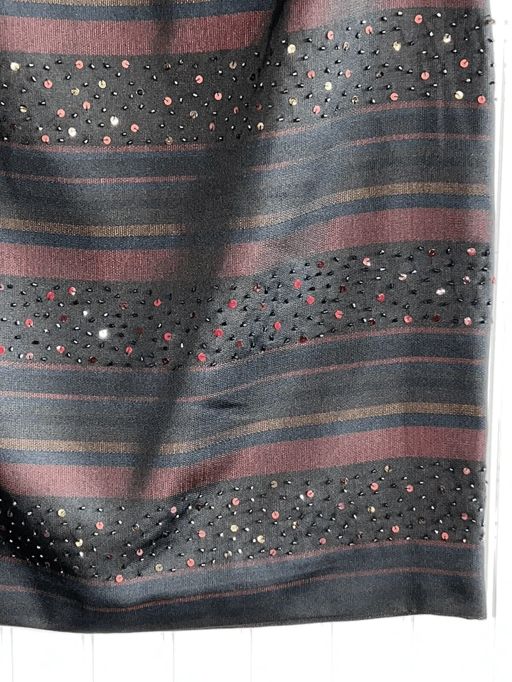 David Meister Falda Cuentas/Falda Lentejuelas Mujer’s 10 Rojo Negro Forrado Rayas Foto 3 de 4