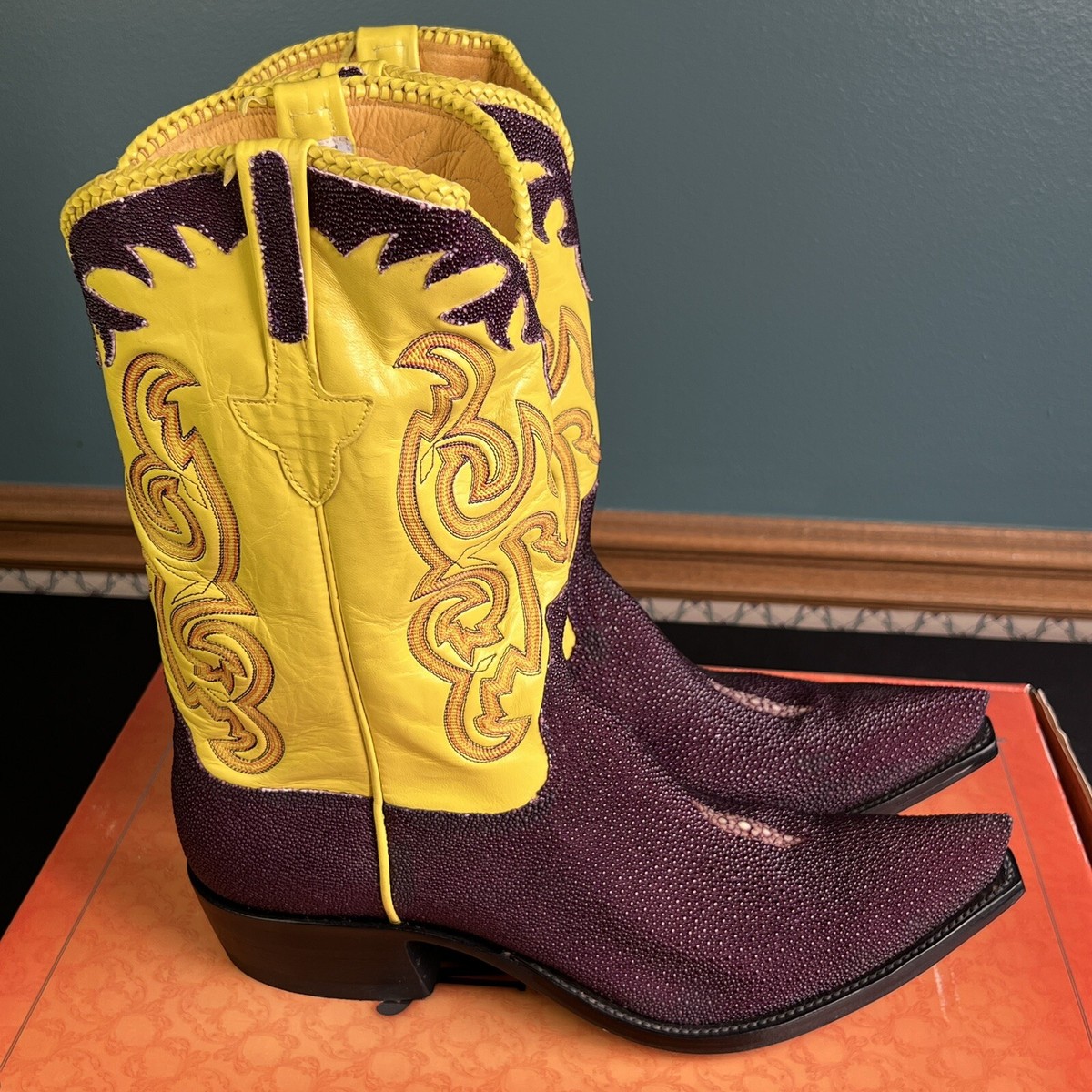Rios Of Mercedes MENS 11 Stingray Purple Gold Finch Cowboy Rios Of Mercedes MENS 11 Stingray Purple Gold Finch Cowboy