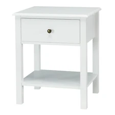 Goplus End Table Nightstand Storage Display Drawer Shelf Beside Bedroom