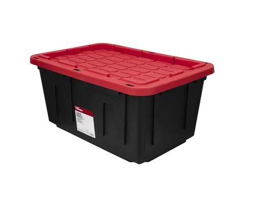 Hyper Tough 27 Gallon Heavy-Duty Storage Bin With Snap-On Lid - Large Plastic Container