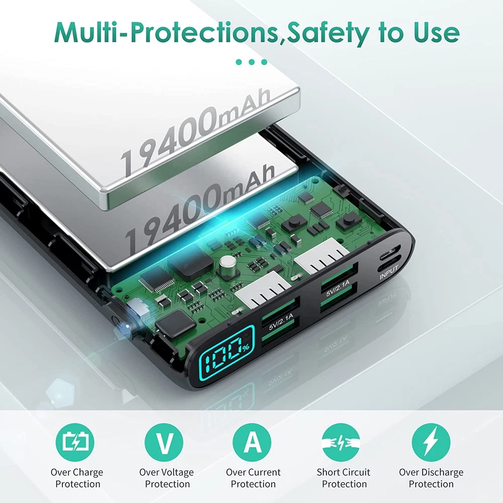 Power Bank 30000mAh Backup Battery 4 USB Cell Phone Smartphone Portable Charger