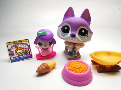#ad #ad Littlest Pet Shop Purple Husky #2297 with accessories. Authentic $50.00