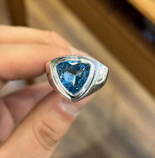 Blue Topaz Trillion Cut Topaz Ring Elegant Design Ring 925 Silver Ring Gift Ring