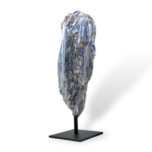 Large Blue Kyanite Freeform on Black Metal Stand Quartz Crystal Matrix, 6 lbs. - Picture 19 of 24