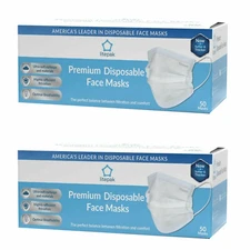 100pcs Litepak White Disposable 3 Ply Face Mask SOFT Earloop Premium Mouth Cover