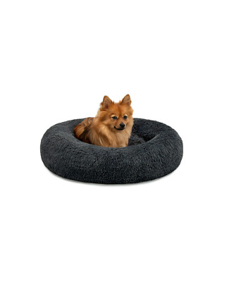 lionto Cama perros redonda cojín gatos sofá donut (L) 60 cm Ø gris