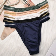 Lot 5 Pcs Sexy Womens Panties Briefs High Cut Bikinis Thongs Intimates Underwear