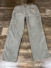 Carhartt B11 MOS Moss Green Duck Dungaree Work Pants Fits 36x32 Carpenter N3