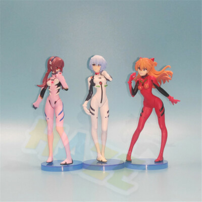3pcs GENESIS EVANGELION Shikinami Asuka Rangu Ayanami Rei Figur PVC