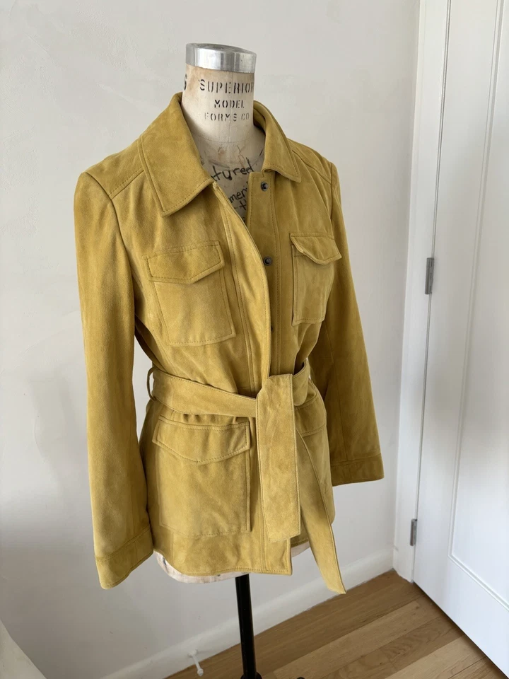 Jaqueta de camurça amarela Mango Premium tamanho pequeno nova sem etiquetas - Imagem 2 de 4