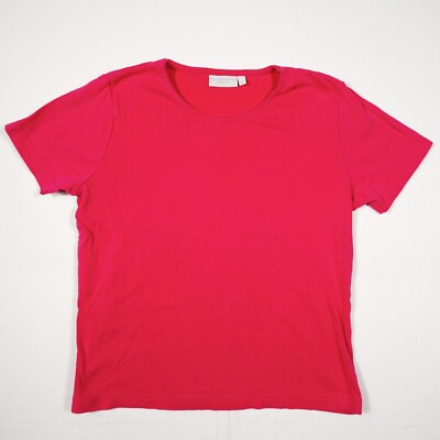 GIORGIO BASICS Damen T-Shirt Gr. 42 Pink Beere Baumwolle Kurzarm Rundhals Basic